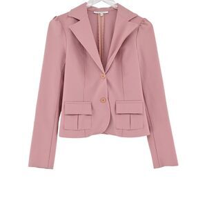 Vtg CHARLOTTE RUSSE Blazer Womens Sz S Soft Pink Single Breasted Puff Sleeve Y2k